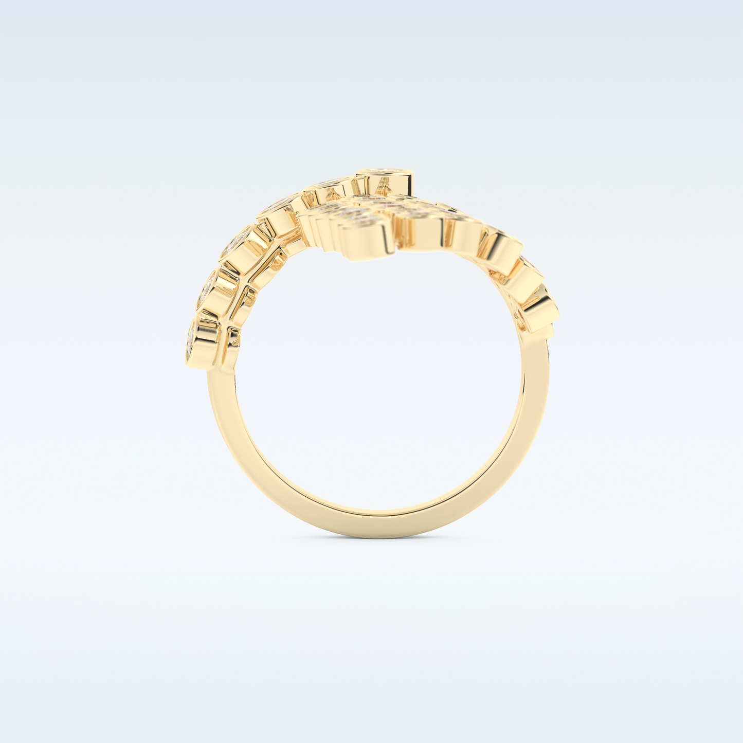 Beautiful Open & Bezel Wedding Band with 0.34 CT Round Cut Moissanite