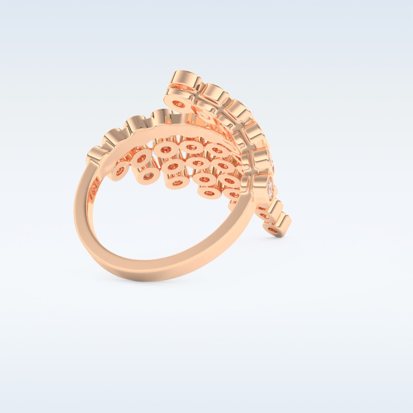 Beautiful Open & Bezel Wedding Band with 0.34 CT Round Cut Moissanite