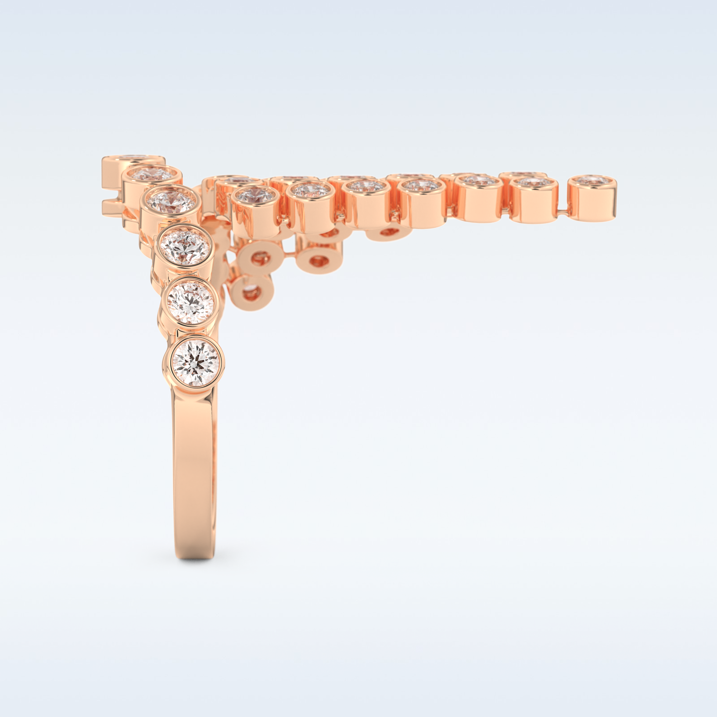 Beautiful Open & Bezel Wedding Band with 0.34 CT Round Cut Moissanite