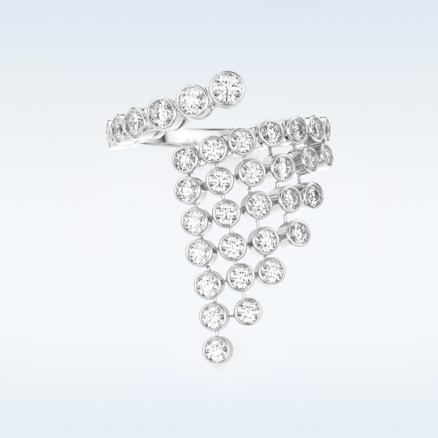 Beautiful Open & Bezel Wedding Band with 0.34 CT Round Cut Moissanite