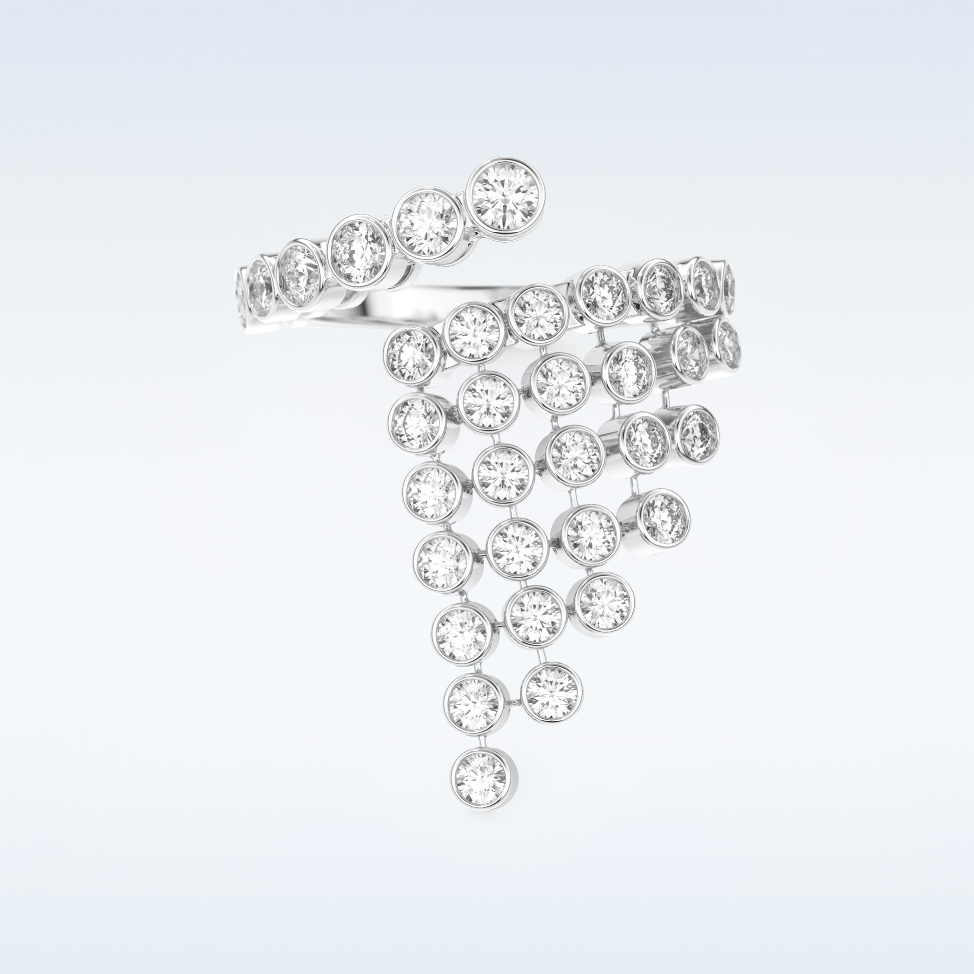 Beautiful Open & Bezel Wedding Band with 0.34 CT Round Cut Moissanite