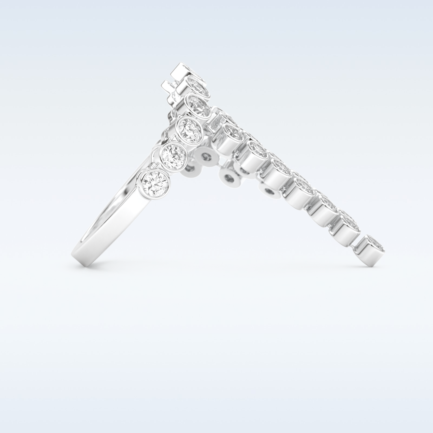 Beautiful Open & Bezel Wedding Band with 0.34 CT Round Cut Moissanite