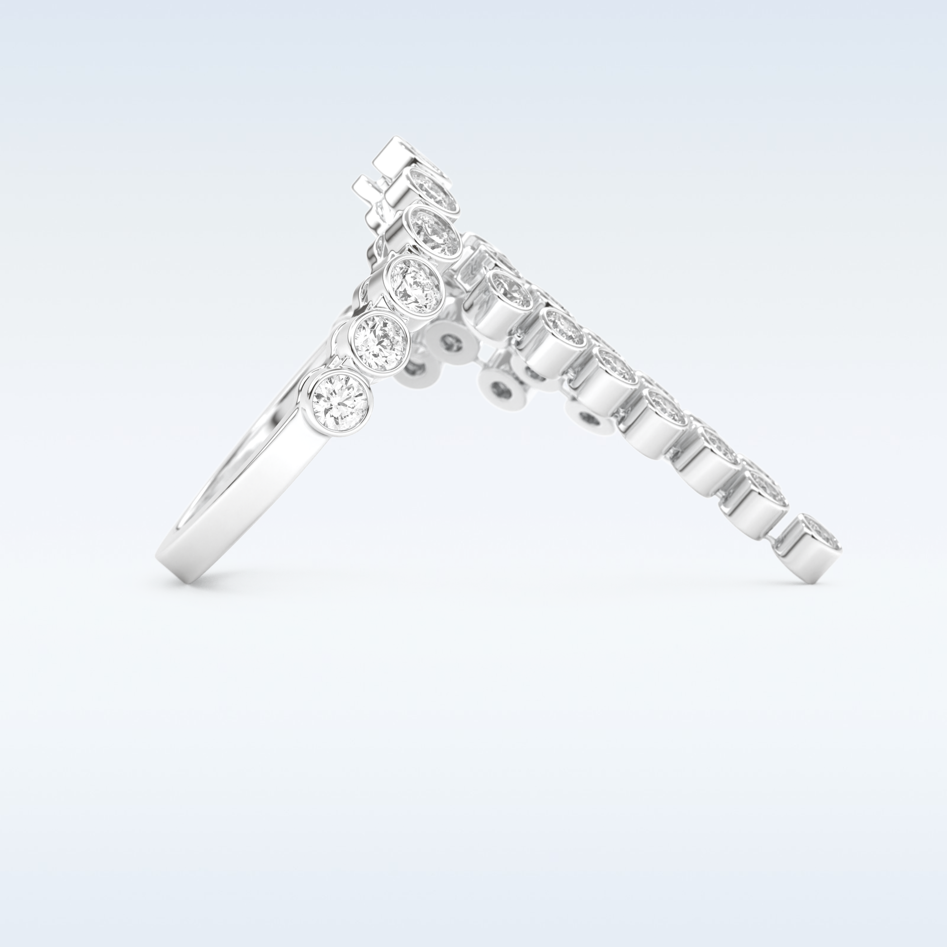 Beautiful Open & Bezel Wedding Band with 0.34 CT Round Cut Moissanite