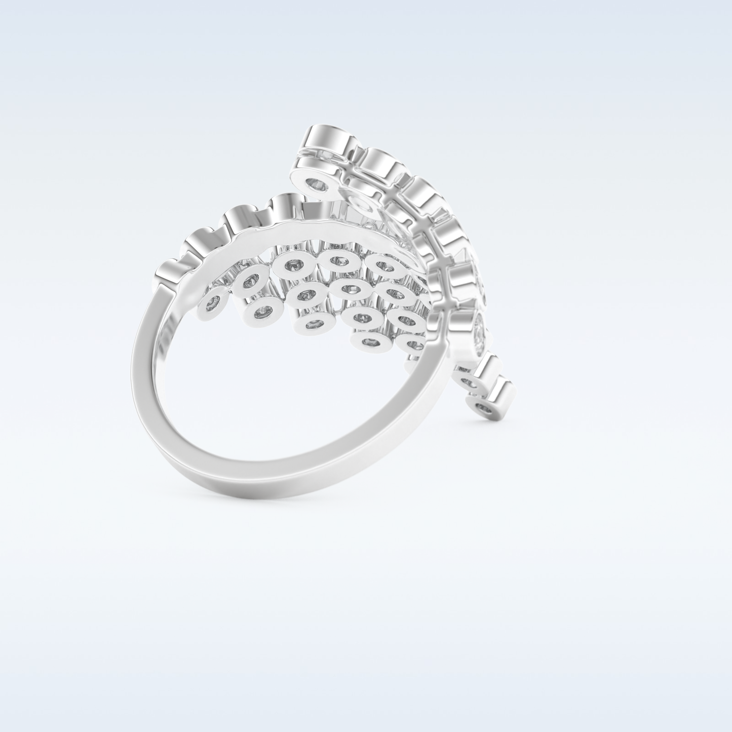 Beautiful Open & Bezel Wedding Band with 0.34 CT Round Cut Moissanite