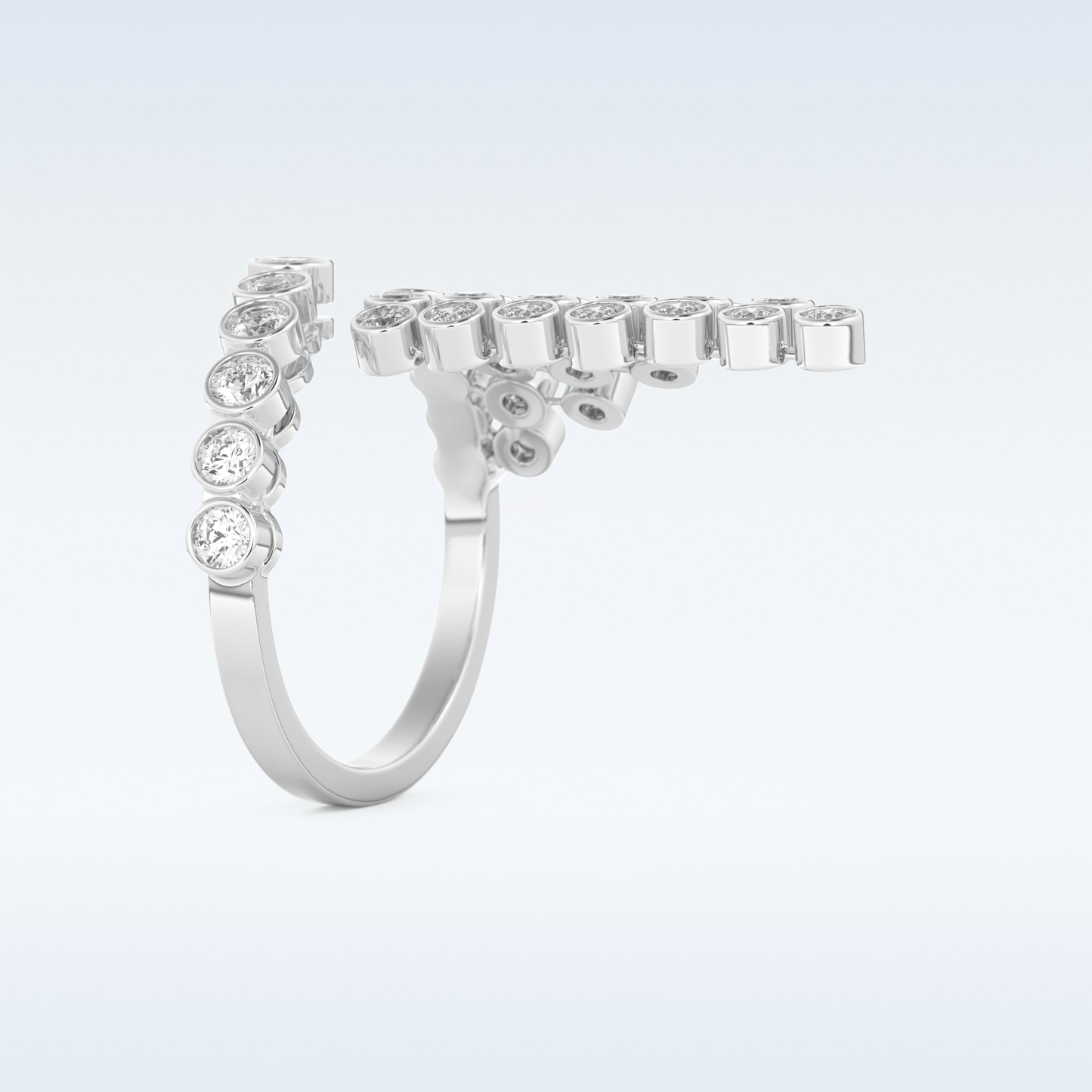 Beautiful Open & Bezel Wedding Band with 0.34 CT Round Cut Moissanite