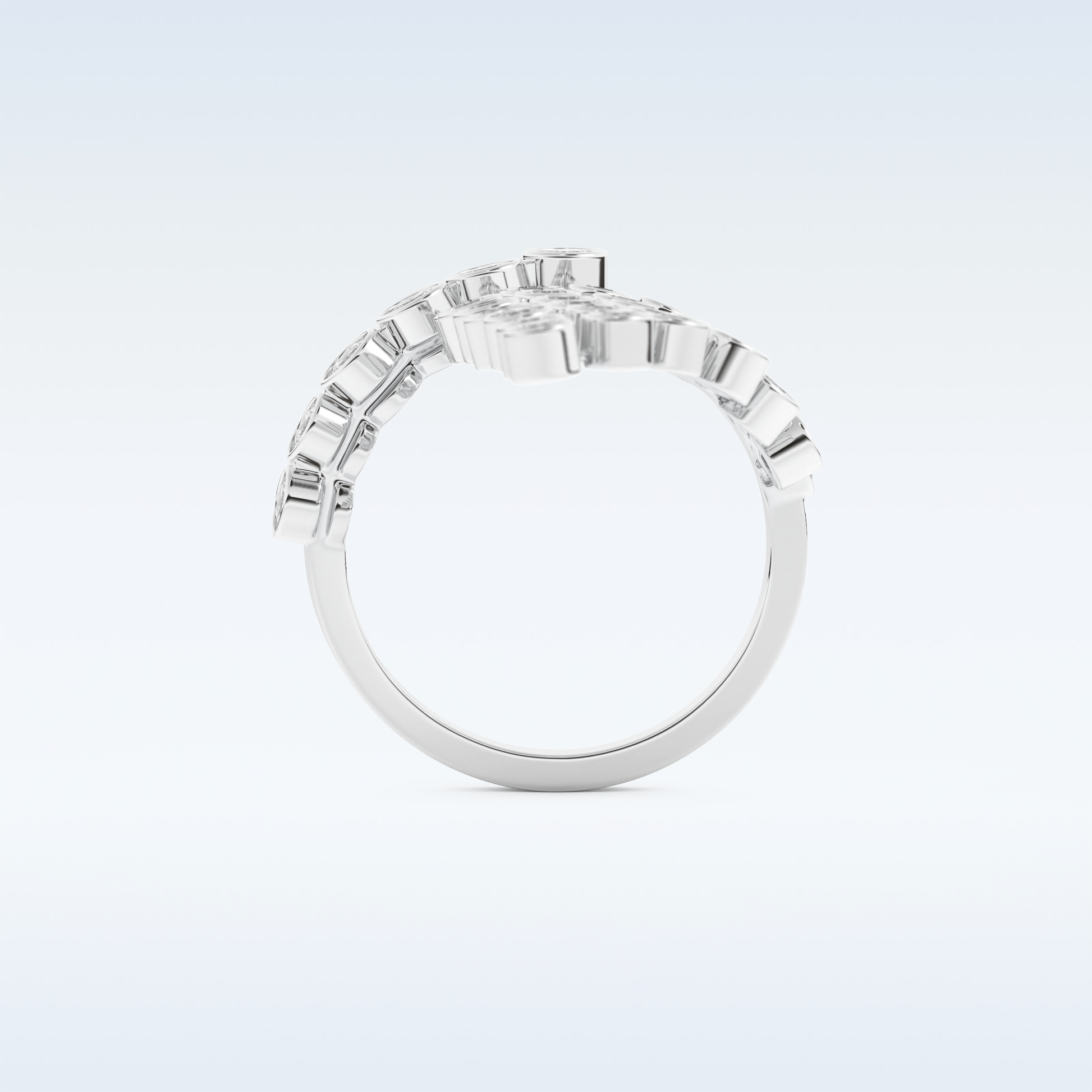 Beautiful Open & Bezel Wedding Band with 0.34 CT Round Cut Moissanite