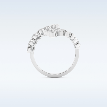 Beautiful Open & Bezel Wedding Band with 0.34 CT Round Cut Moissanite