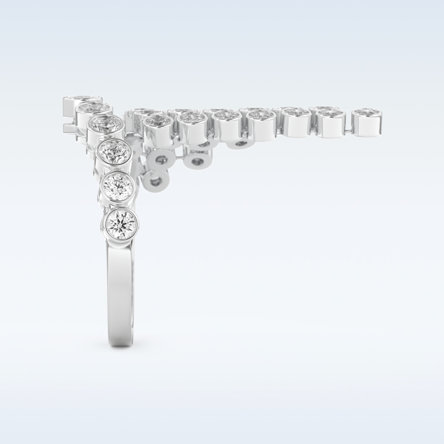 Beautiful Open & Bezel Wedding Band with 0.34 CT Round Cut Moissanite