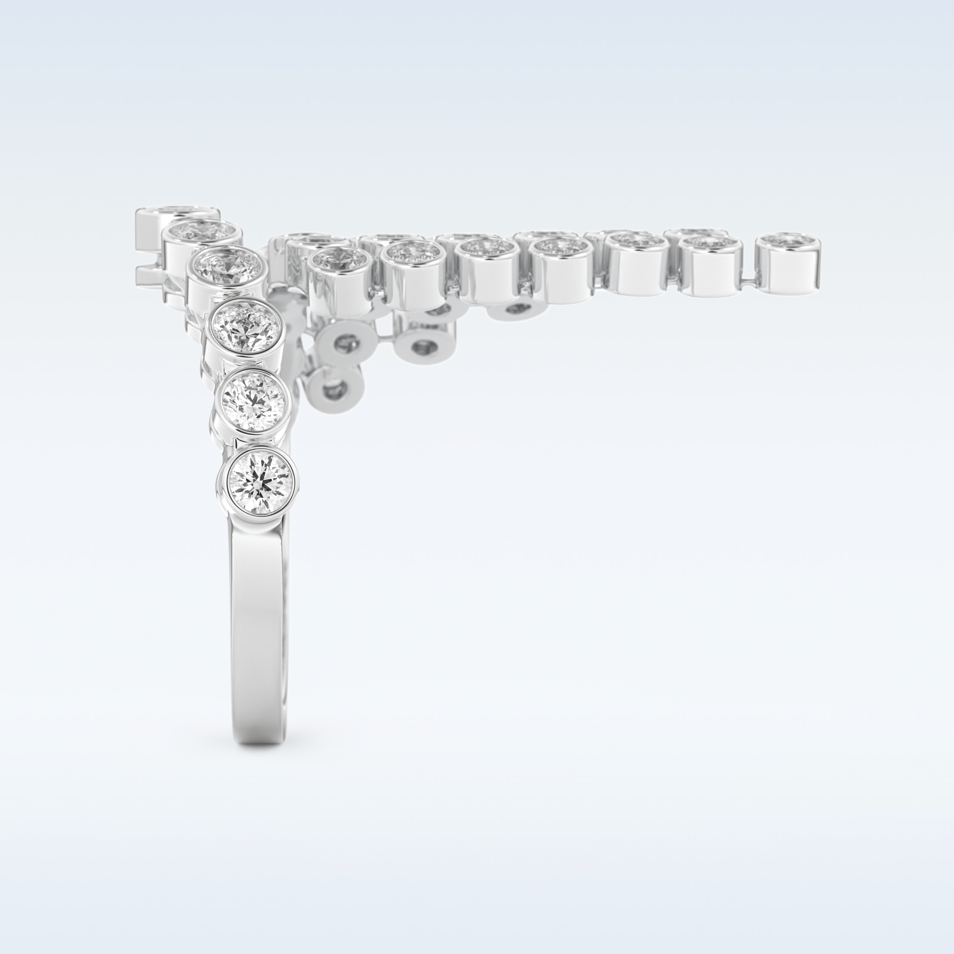 Beautiful Open & Bezel Wedding Band with 0.34 CT Round Cut Moissanite