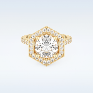 2.43 CT Halo & Pave Engagement Ring Featuring Round Moissanite