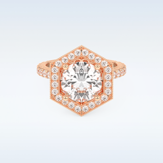 2.43 CT Halo & Pave Engagement Ring Featuring Round Moissanite