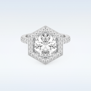 2.43 CT Halo & Pave Engagement Ring Featuring Round Moissanite