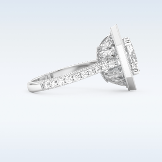 2.43 CT Halo & Pave Engagement Ring Featuring Round Moissanite
