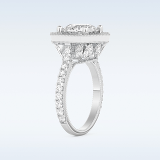 2.43 CT Halo & Pave Engagement Ring Featuring Round Moissanite