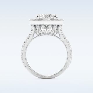 2.43 CT Halo & Pave Engagement Ring Featuring Round Moissanite