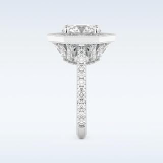 2.43 CT Halo & Pave Engagement Ring Featuring Round Moissanite