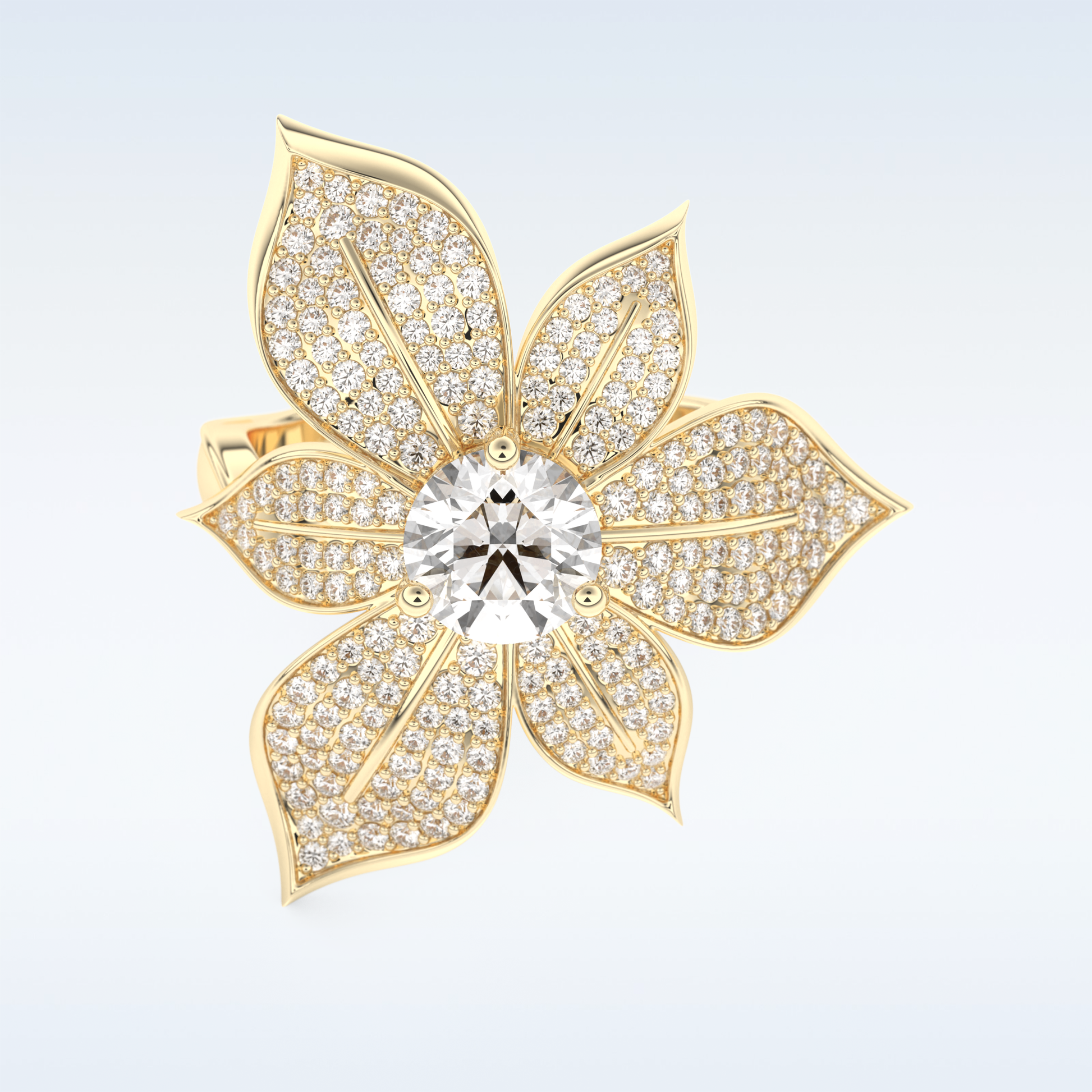 1.01 CT Floral Style Engagement Ring Featuring Round Moissanite