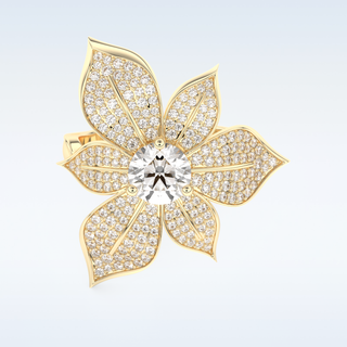 1.01 CT Floral Style Engagement Ring Featuring Round Moissanite