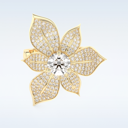 1.01 CT Floral Style Engagement Ring Featuring Round Moissanite