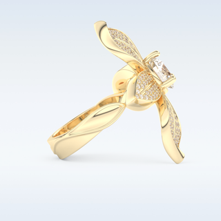 1.01 CT Floral Style Engagement Ring Featuring Round Moissanite