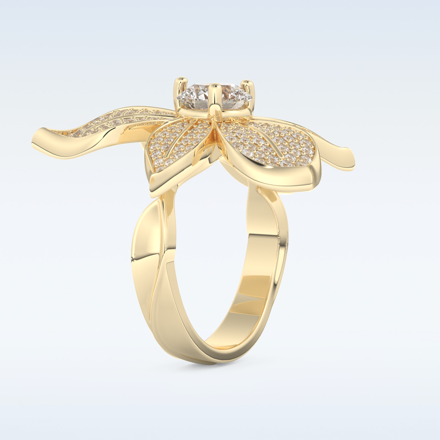 1.01 CT Floral Style Engagement Ring Featuring Round Moissanite