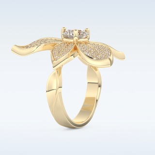 1.01 CT Floral Style Engagement Ring Featuring Round Moissanite