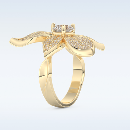 1.01 CT Floral Style Engagement Ring Featuring Round Moissanite