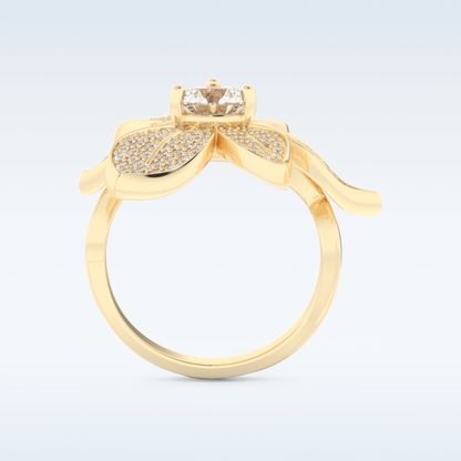 1.01 CT Floral Style Engagement Ring Featuring Round Moissanite