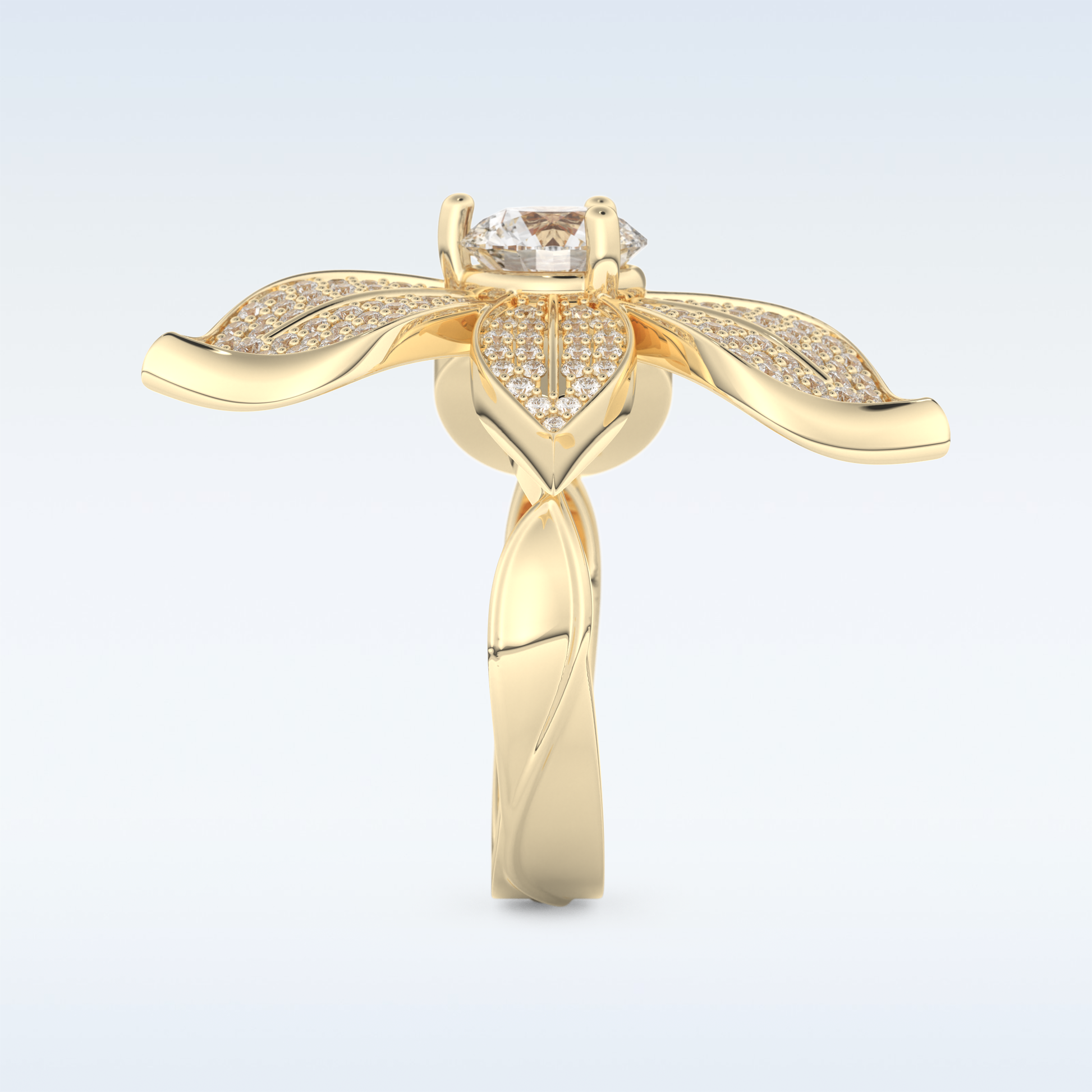 1.01 CT Floral Style Engagement Ring Featuring Round Moissanite