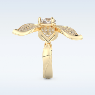 1.01 CT Floral Style Engagement Ring Featuring Round Moissanite