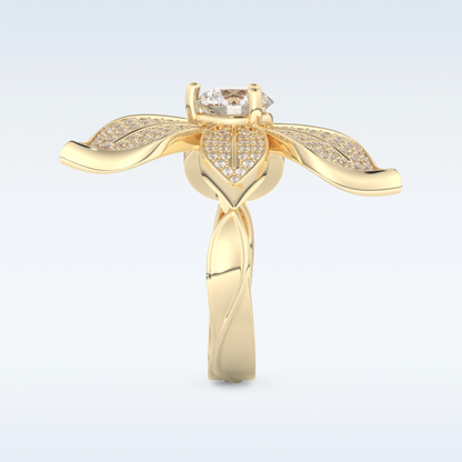 1.01 CT Floral Style Engagement Ring Featuring Round Moissanite