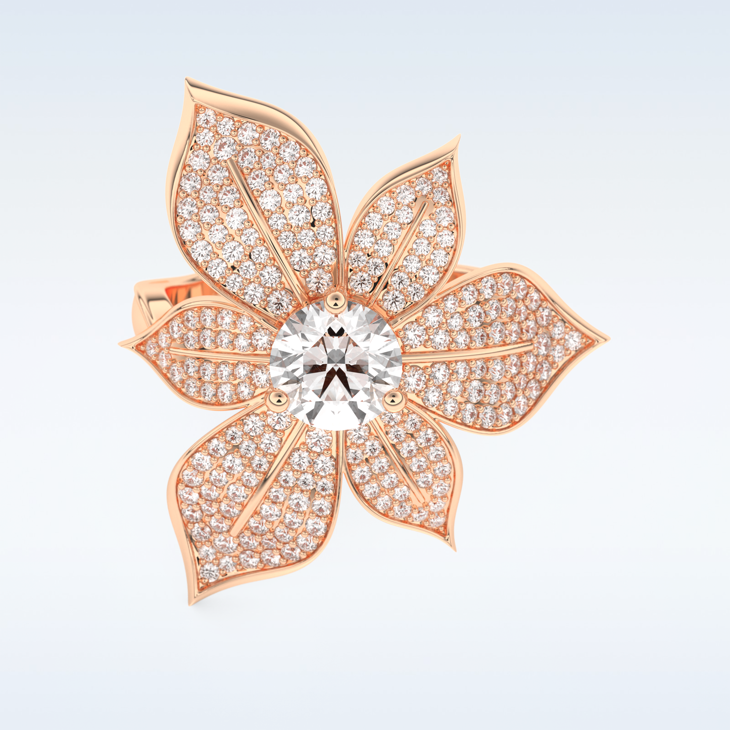 1.01 CT Floral Style Engagement Ring Featuring Round Moissanite