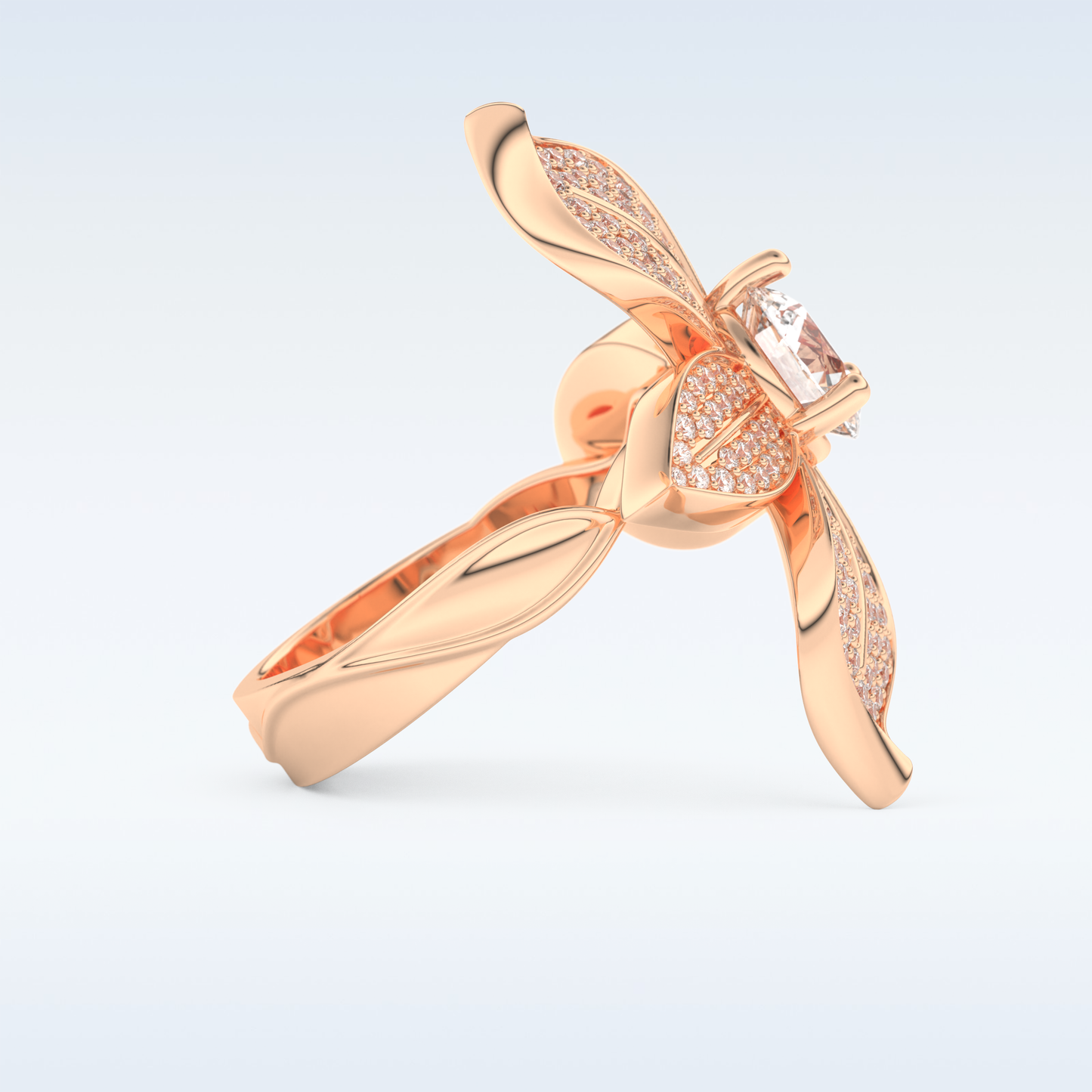 1.01 CT Floral Style Engagement Ring Featuring Round Moissanite