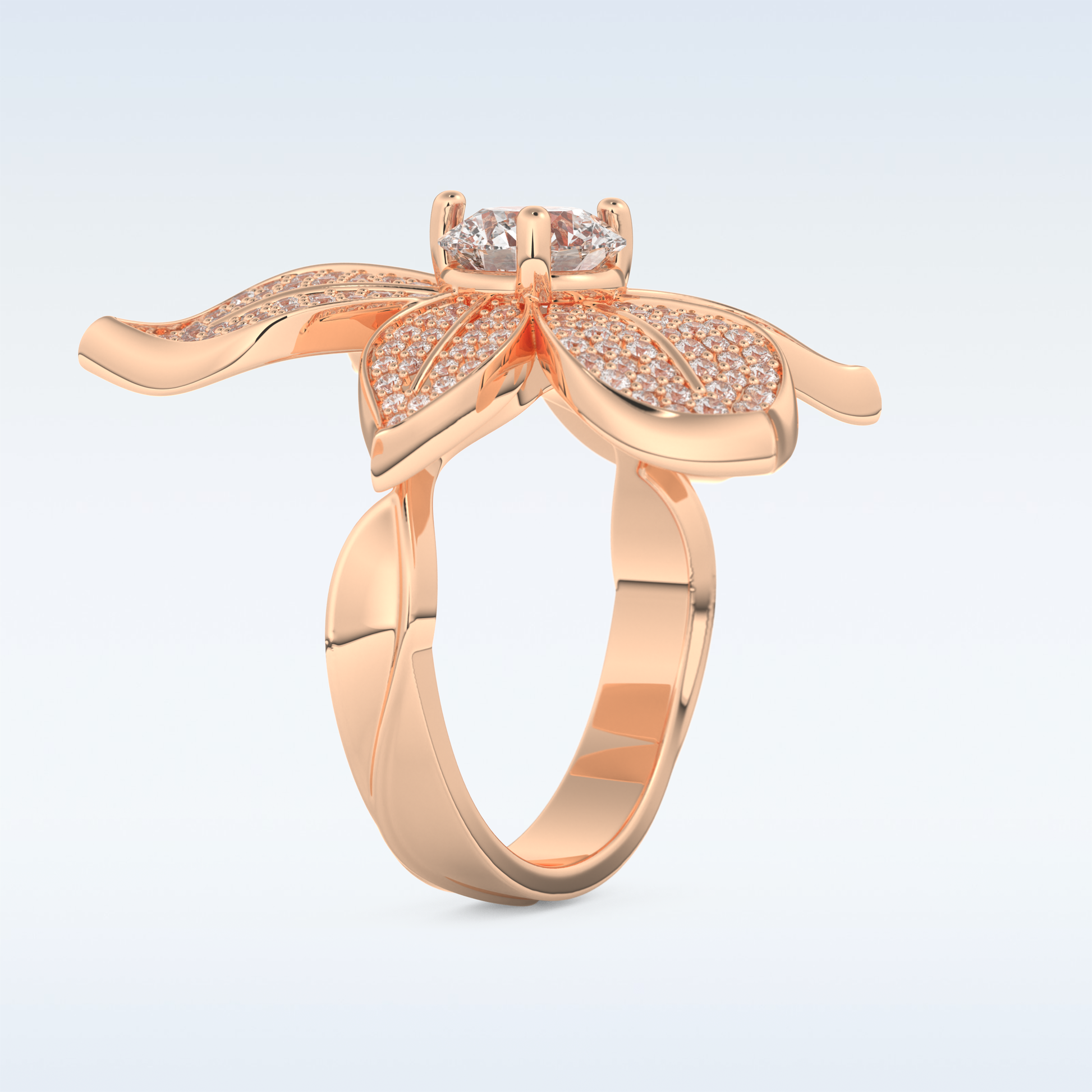 1.01 CT Floral Style Engagement Ring Featuring Round Moissanite