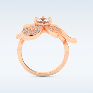 1.01 CT Floral Style Engagement Ring Featuring Round Moissanite