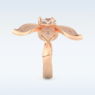 1.01 CT Floral Style Engagement Ring Featuring Round Moissanite