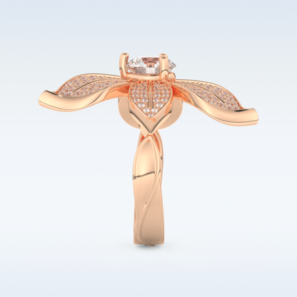 1.01 CT Floral Style Engagement Ring Featuring Round Moissanite