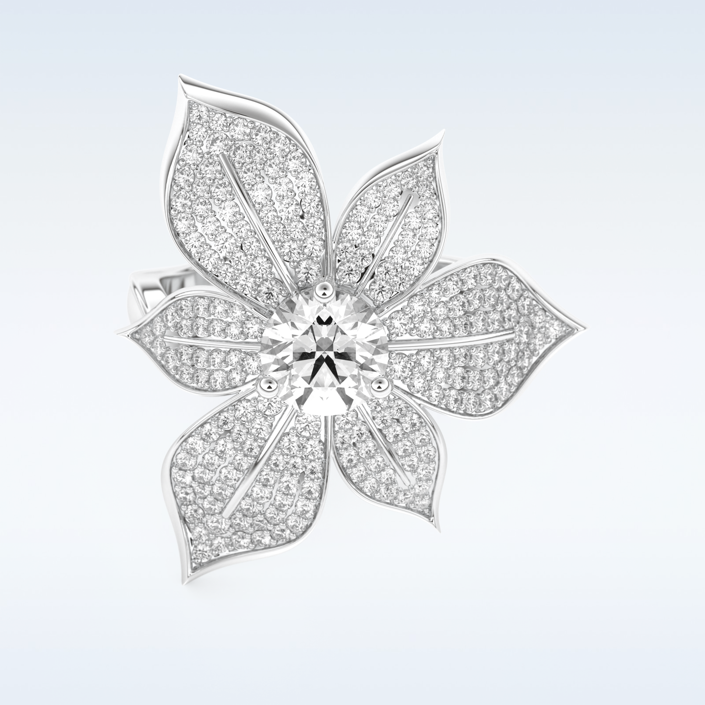 1.01 CT Floral Style Engagement Ring Featuring Round Moissanite