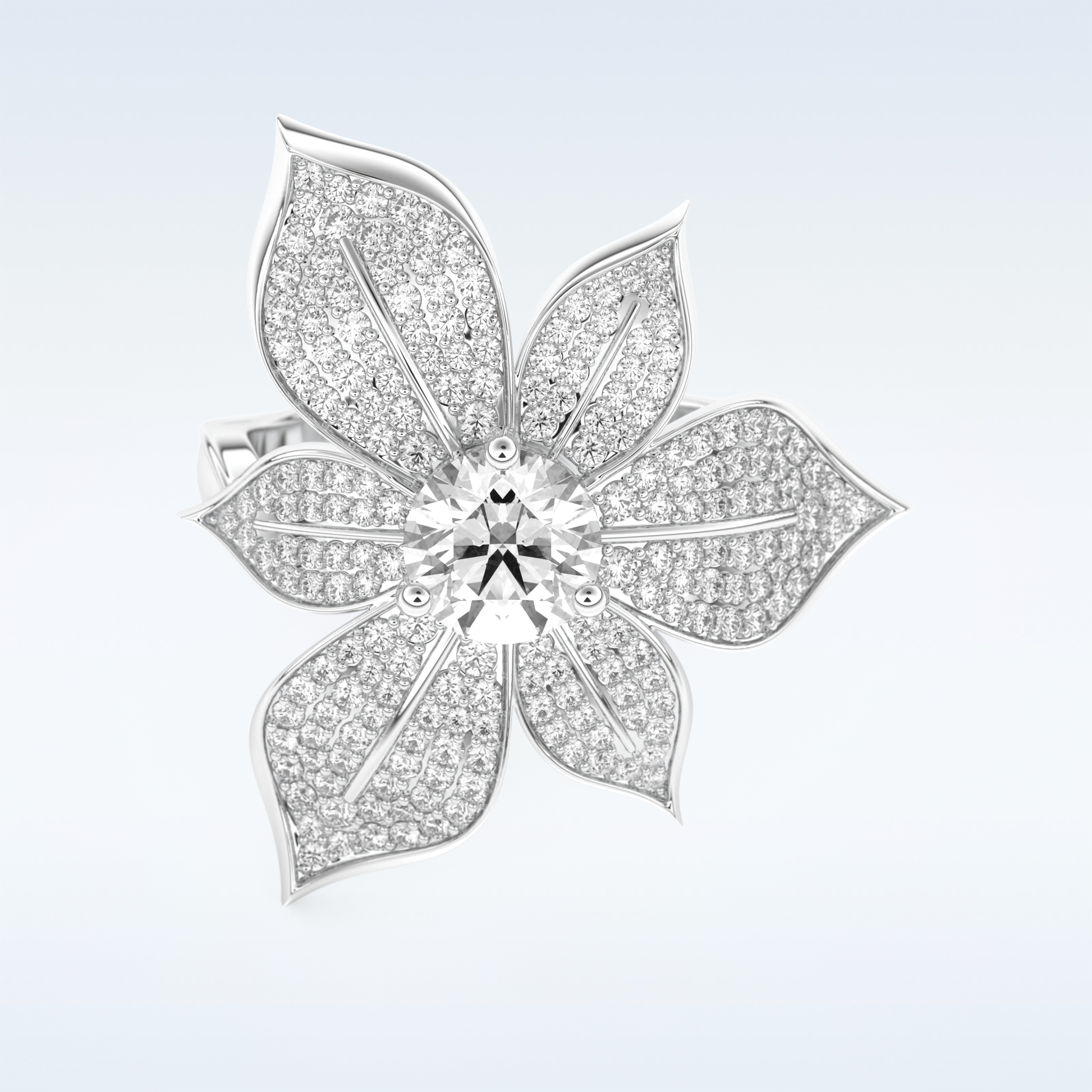 1.01 CT Floral Style Engagement Ring Featuring Round Moissanite