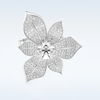 1.01 CT Floral Style Engagement Ring Featuring Round Moissanite