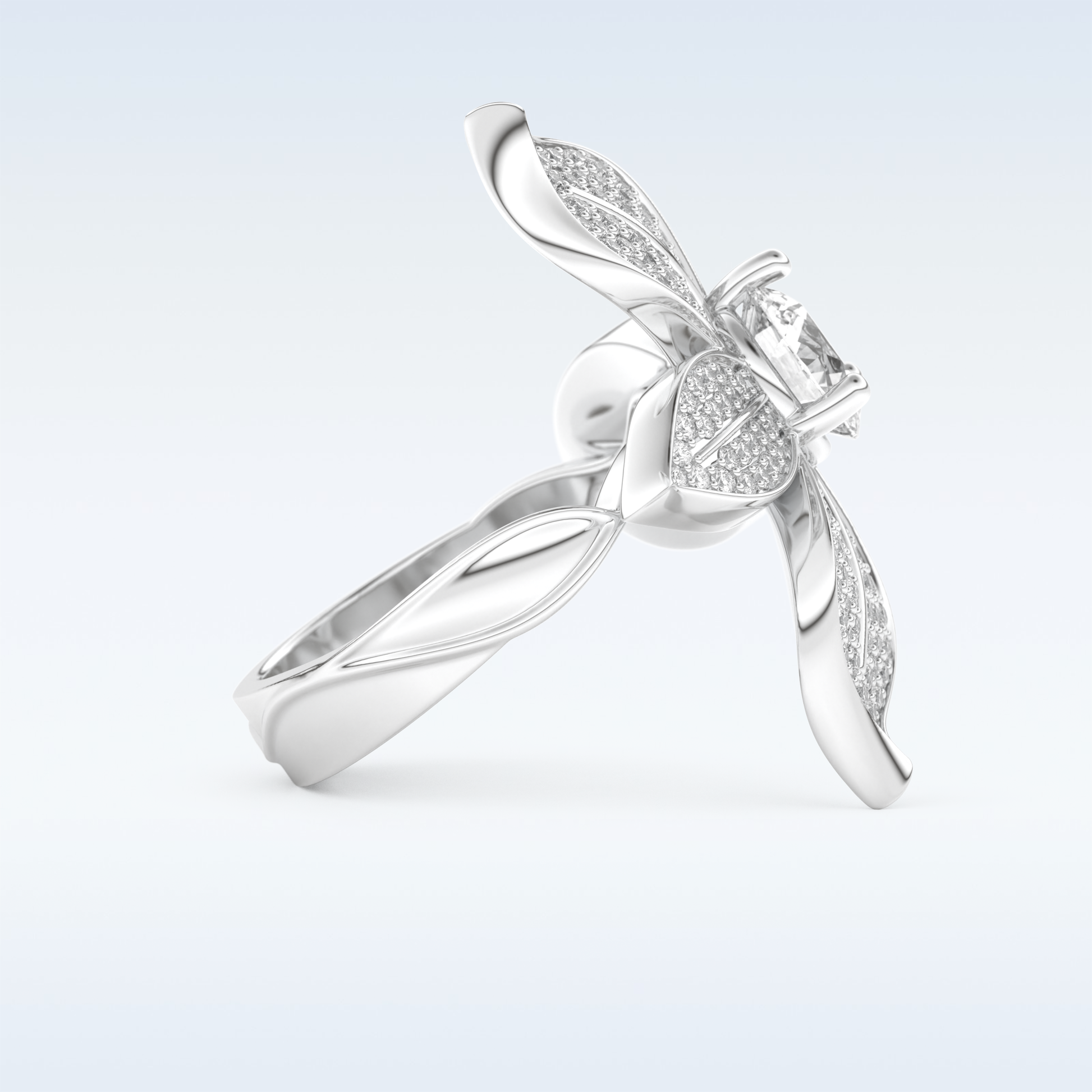 1.01 CT Floral Style Engagement Ring Featuring Round Moissanite