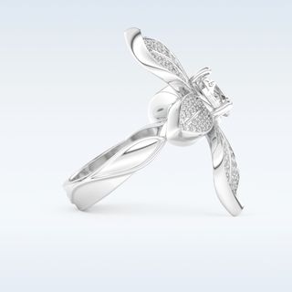 1.01 CT Floral Style Engagement Ring Featuring Round Moissanite