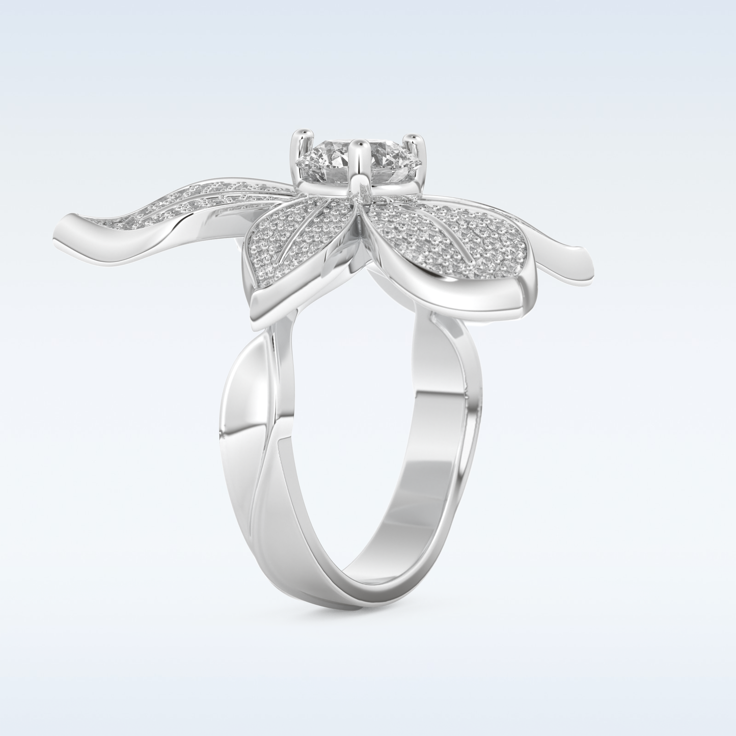 1.01 CT Floral Style Engagement Ring Featuring Round Moissanite