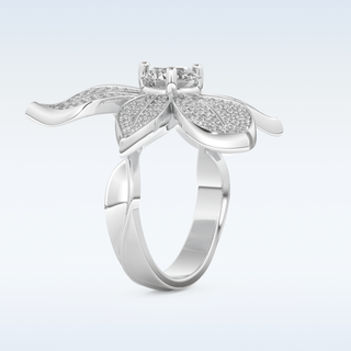 1.01 CT Floral Style Engagement Ring Featuring Round Moissanite