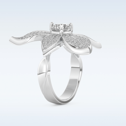 1.01 CT Floral Style Engagement Ring Featuring Round Moissanite