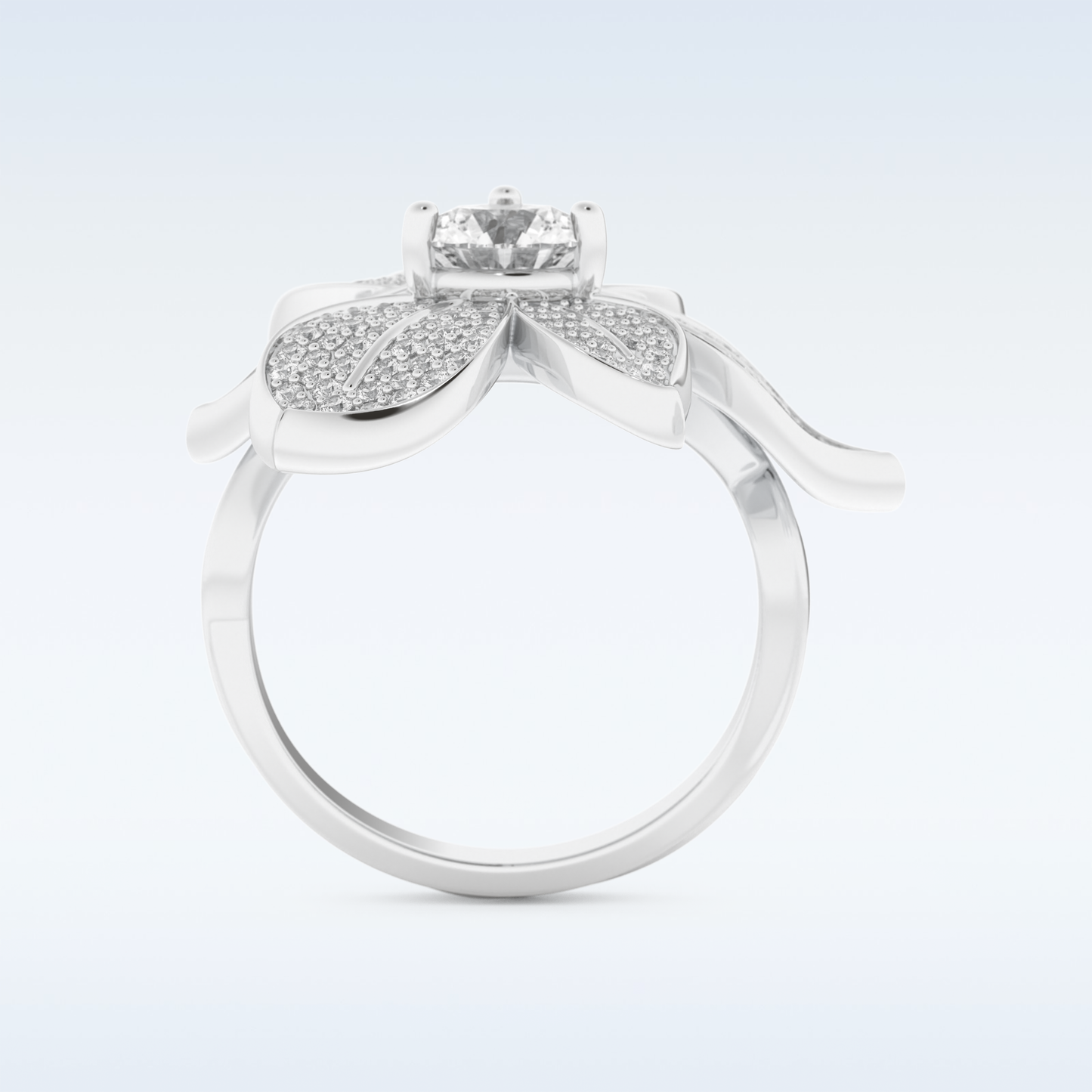 1.01 CT Floral Style Engagement Ring Featuring Round Moissanite