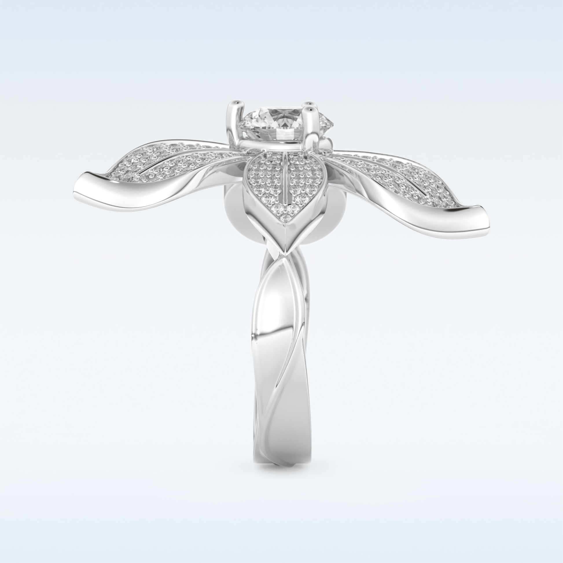 1.01 CT Floral Style Engagement Ring Featuring Round Moissanite