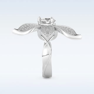 1.01 CT Floral Style Engagement Ring Featuring Round Moissanite