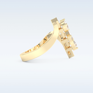 Three Stones Wedding Band with 0.26 CT Emerald, Pear & Round Cut Moissanite