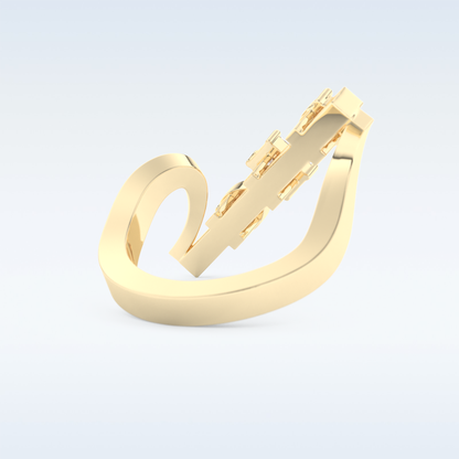 Three Stones Wedding Band with 0.26 CT Emerald, Pear & Round Cut Moissanite